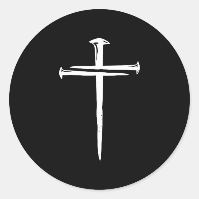 Adesivo Redondo Funny Christian Jesus Crist Three Nails Cross  (Frente)