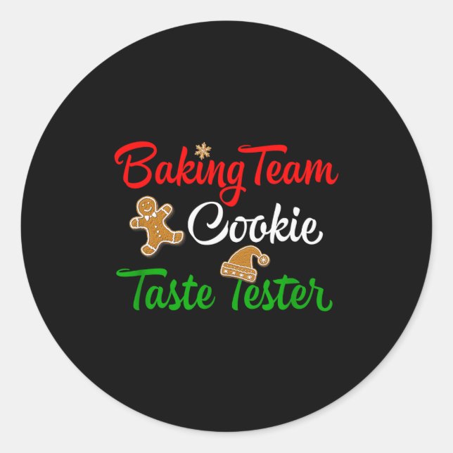 Adesivo Redondo Funny Christmas Baking Team Cookie Taste Tester  (Frente)