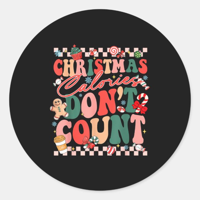 Adesivo Redondo Funny Christmas Calories Don't Count Xmas Cookie  (Frente)