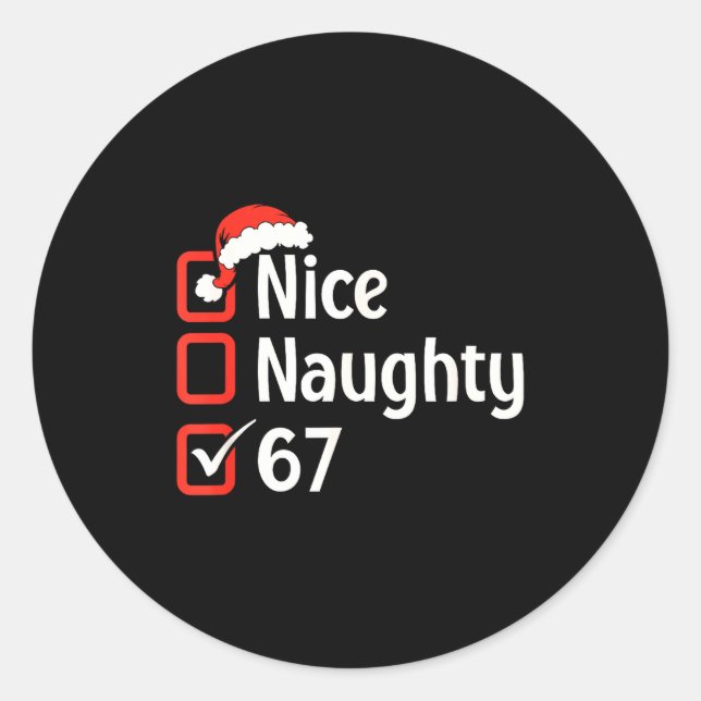 Adesivo Redondo Funny Christmas Checked List Nice Naughty 6 7 Meme (Frente)