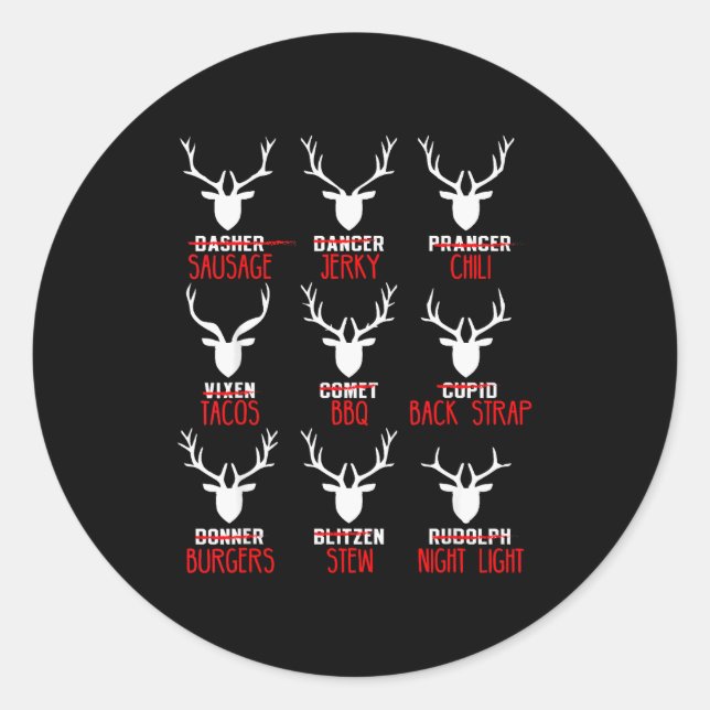 Adesivo Redondo Funny Christmas Deer Hunters All Of Santa's Reinde (Frente)