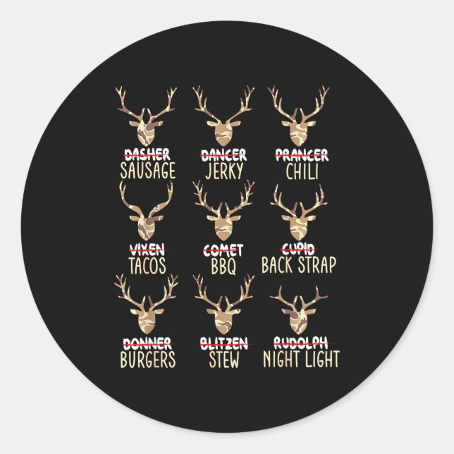 Adesivo Redondo Funny Christmas Deer Hunting Hunters All Of Santa' (Frente)