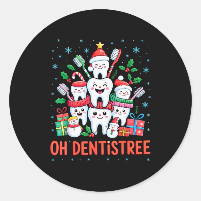 Adesivo Redondo Funny Christmas Dentist Xmas Dental Oh Dentistree  (Frente)