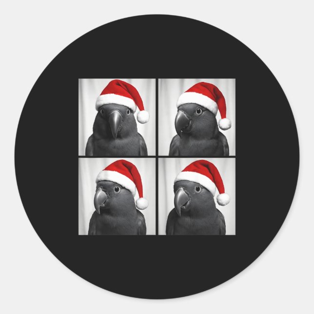 Adesivo Redondo Funny Christmas Eclectus Parrot Santa Photo Booth  (Frente)