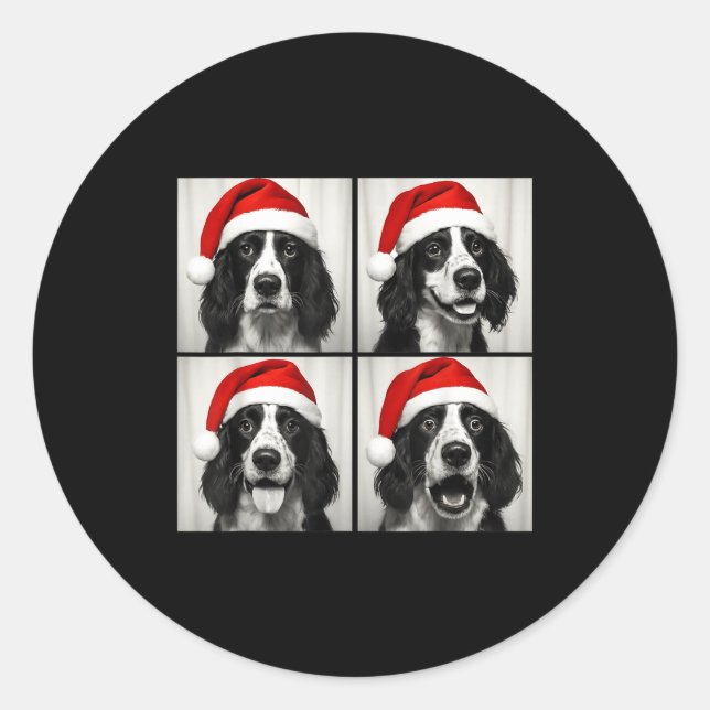 Adesivo Redondo Funny Christmas English Springer Spaniel Santa Pho (Frente)