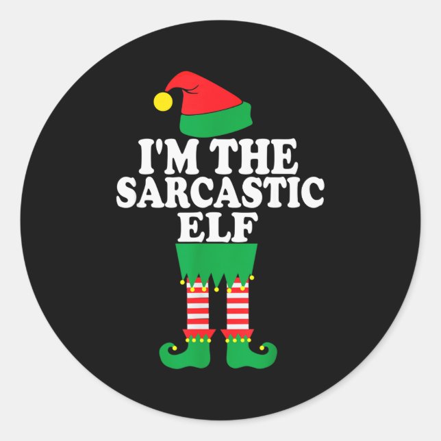 Adesivo Redondo Funny Christmas Family I'm The Sarcastic Elf  (Frente)