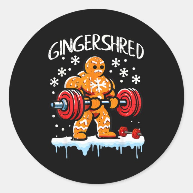 Adesivo Redondo Funny Christmas Gingerbread Gingershred Gym Bodybu (Frente)
