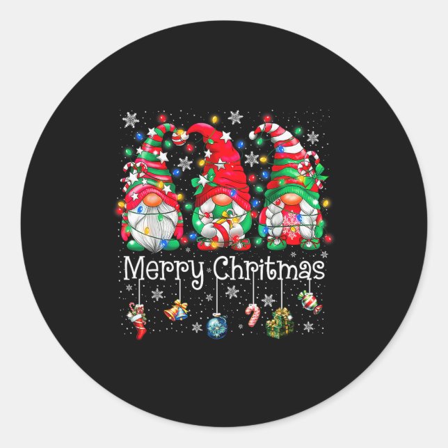 Adesivo Redondo Funny Christmas Gnome Hanging With My Gnomies Fami (Frente)