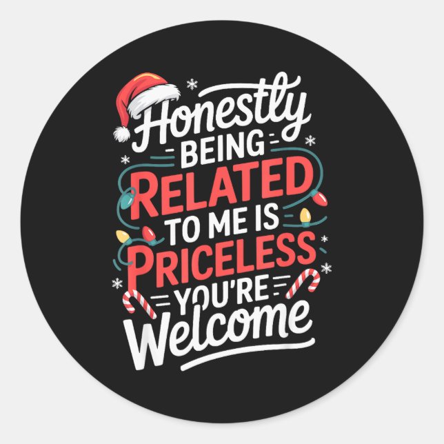 Adesivo Redondo Funny Christmas Humor Pajama Xmas For Men Women Ki (Frente)