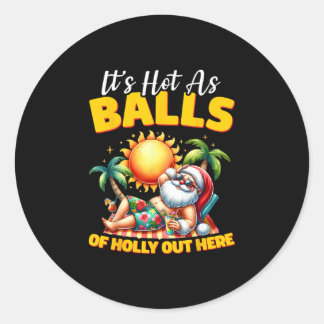 Adesivo Redondo Funny Christmas In July Hawaii Santa Beach Summer 