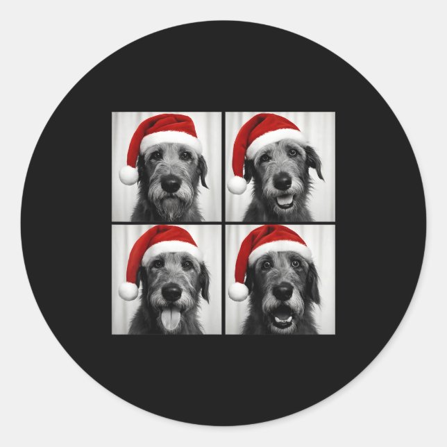 Adesivo Redondo Funny Christmas Irish Wolfhound Santa Dog Lover Ph (Frente)