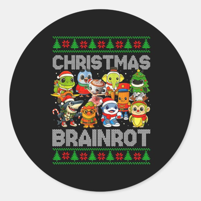 Adesivo Redondo Funny Christmas Italian Brain Rot Italian Brainrot (Frente)