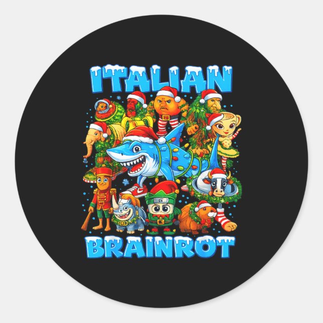 Adesivo Redondo Funny Christmas Italian Brain Rot Italian Brainrot (Frente)
