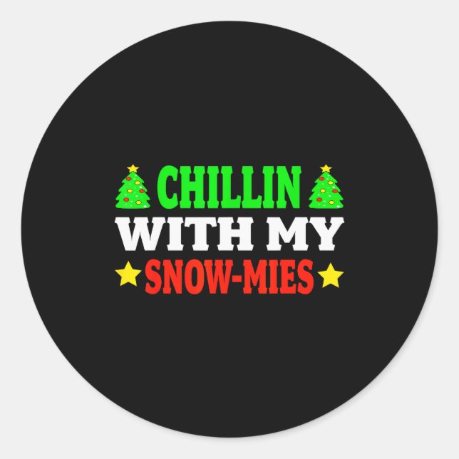 Adesivo Redondo Funny Christmas Kids Christmas Pajamas Girls Boys  (Frente)