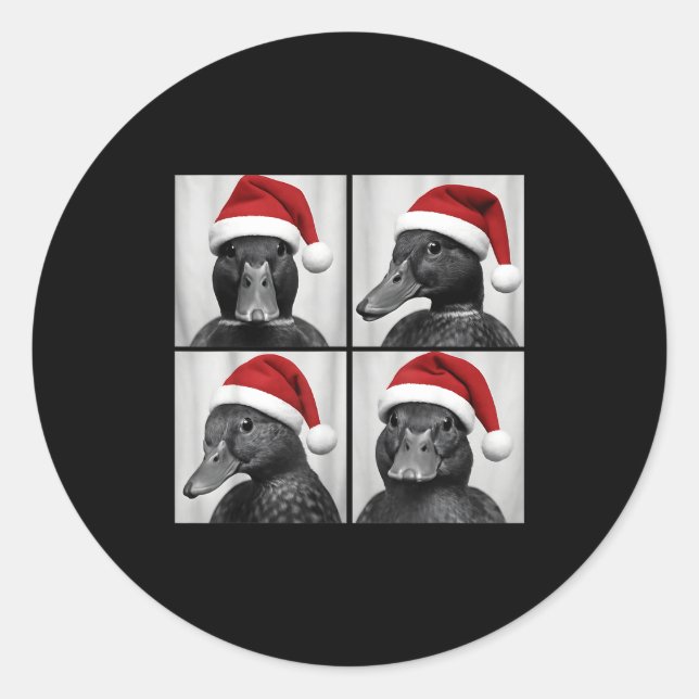 Adesivo Redondo Funny Christmas Mallard Duck Santa Photo Booth  (Frente)