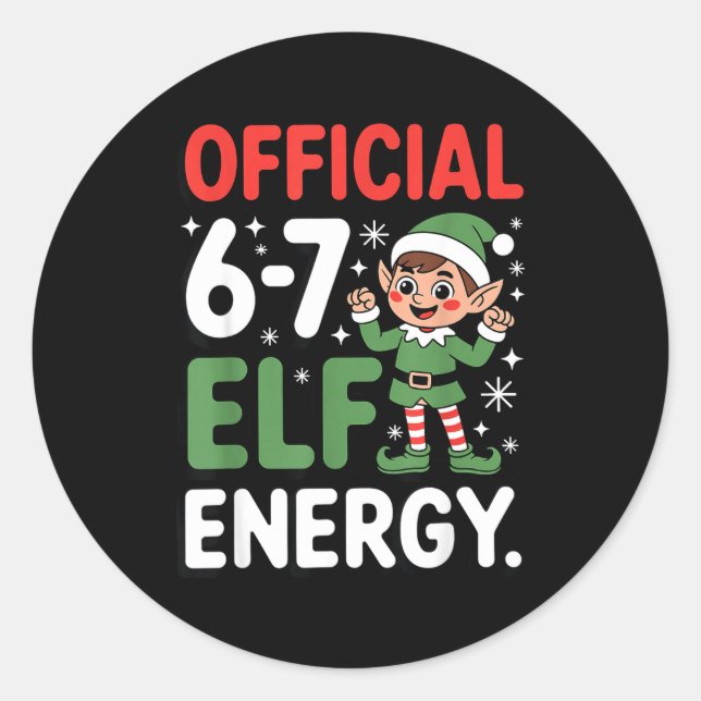 Adesivo Redondo Funny Christmas Meme 6-7 67 Elf Energy Humor Outfi (Frente)