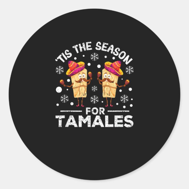 Adesivo Redondo Funny Christmas Mexican Food Tis The Season For Ta (Frente)