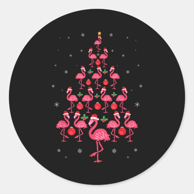 Adesivo Redondo Funny Christmas Nk Flamingo Tree Holiday Gift Bird (Frente)