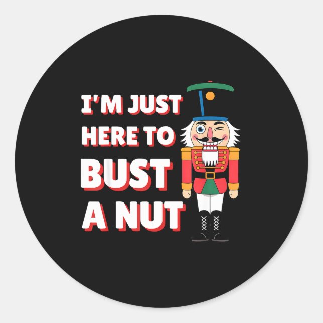 Adesivo Redondo Funny Christmas Nutcracker- Bust A Nut Funny Mens  (Frente)