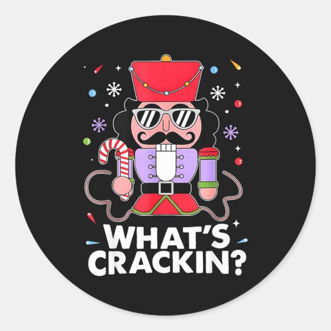 Adesivo Redondo Funny Christmas Nutcracker Men Kids Teen Boys What (Frente)