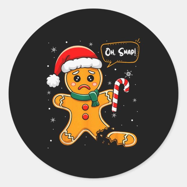 Adesivo Redondo Funny Christmas Oh Snap Gingerbread Man Cookie X M (Frente)