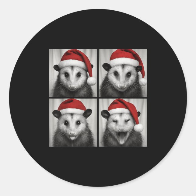 Adesivo Redondo Funny Christmas Ossum Santa Photo Booth  (Frente)