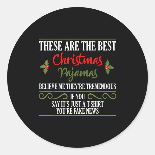 Adesivo Redondo Funny Christmas Pajamas Donald Trump Gag Joke Pjs  (Frente)