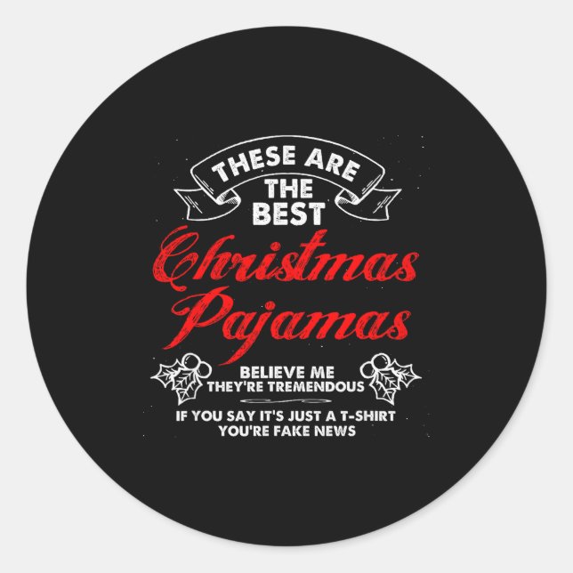 Adesivo Redondo Funny Christmas Pajamas Donald Trump Gag Joke Pjs  (Frente)