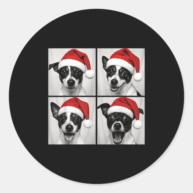 Adesivo Redondo Funny Christmas Rat Terrier Santa Dog Lover Photo  (Frente)