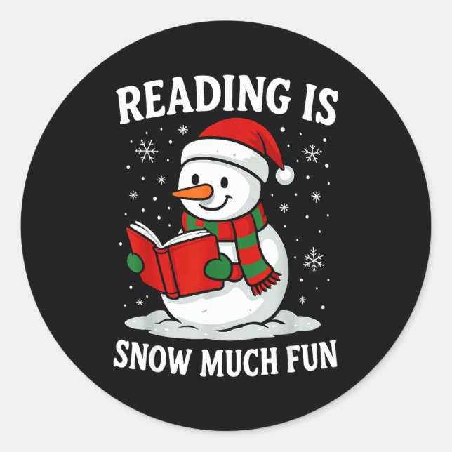 Adesivo Redondo Funny Christmas Reading Is Snow Much Snowman Book  (Frente)