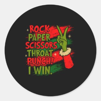 Adesivo Redondo Funny Christmas Rock Paper Scissors Throat Punch 