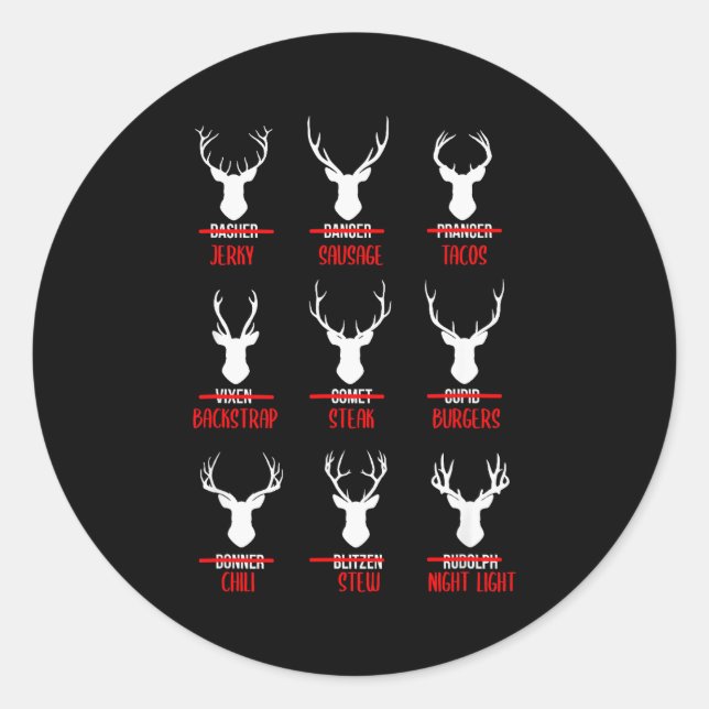 Adesivo Redondo Funny Christmas Santa Reindeer List Pajamas For De (Frente)