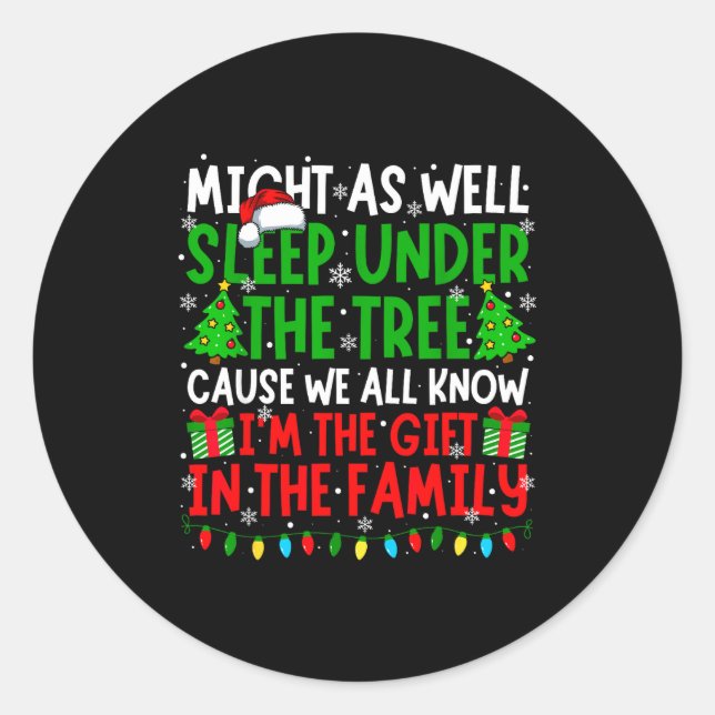 Adesivo Redondo Funny Christmas Saying Retro Xmas Sarcastic Men Wo (Frente)