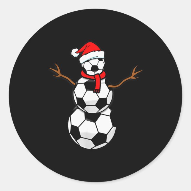 Adesivo Redondo Funny Christmas Soccer Santa Snowman  (Frente)