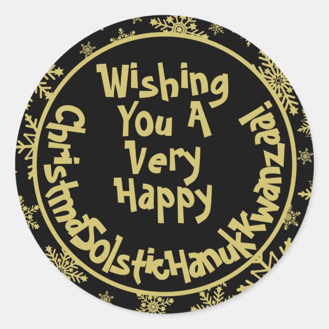 Adesivo Redondo Funny Christmas Solstice Hanukkah Kwanzaa Black (Frente)