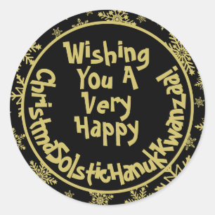 Adesivo Redondo Funny Christmas Solstice Hanukkah Kwanzaa Black