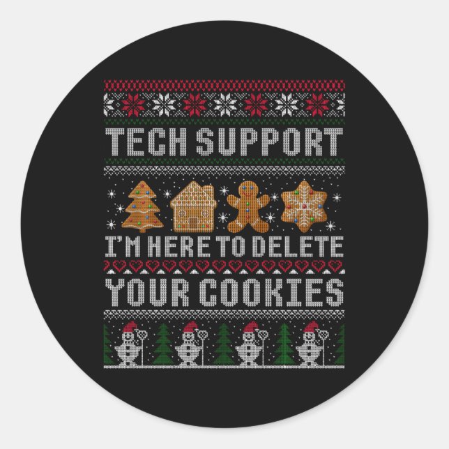 Adesivo Redondo Funny Christmas Tech Suprt Computer T Shirt  (Frente)