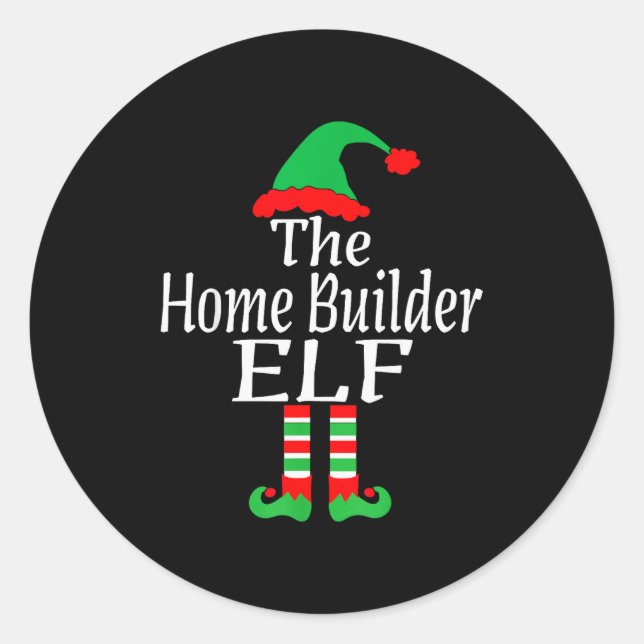 Adesivo Redondo Funny Christmas The Home Builder Elf Developer Arc (Frente)