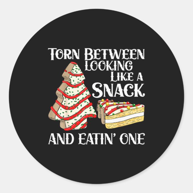 Adesivo Redondo Funny Christmas Tree Cake Torn Between Looking Lik (Frente)
