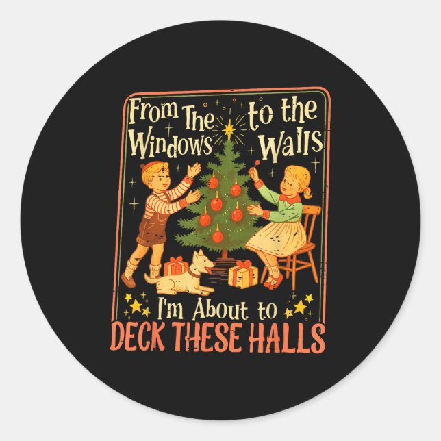 Adesivo Redondo Funny Christmas Tree Kids Xmas From The Windows To (Frente)