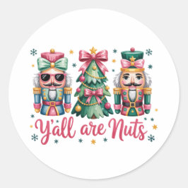 Adesivo Redondo Funny Christmas Y'all are Nuts Stickers