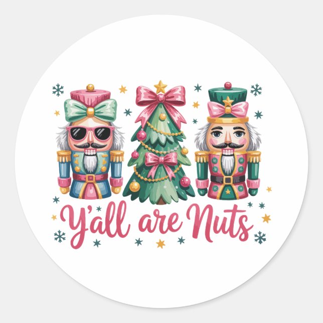 Adesivo Redondo Funny Christmas Y'all are Nuts Stickers (Frente)