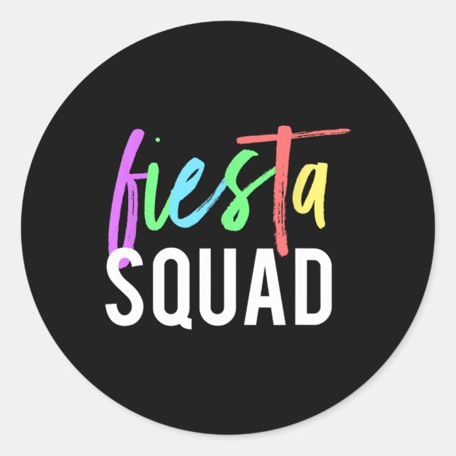 Adesivo Redondo Funny Cinco De Mayo Fiesta Squad Design Para Parti (Frente)