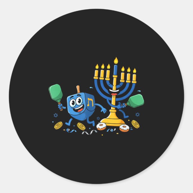 Adesivo Redondo Funny Ckleball Dreidel Menorah Hanukkah Kids Women (Frente)