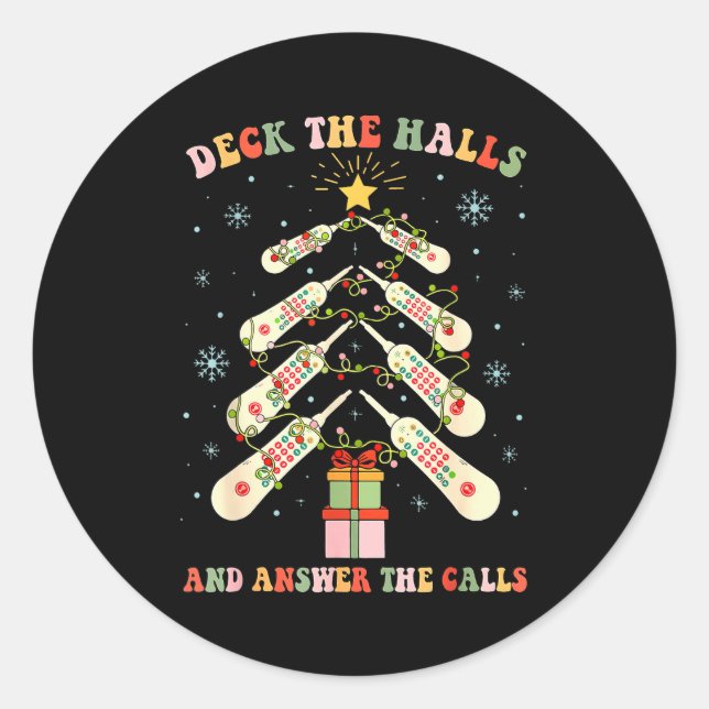 Adesivo Redondo Funny Cna Nurse Christmas Medical Xmas Trees Nursi (Frente)