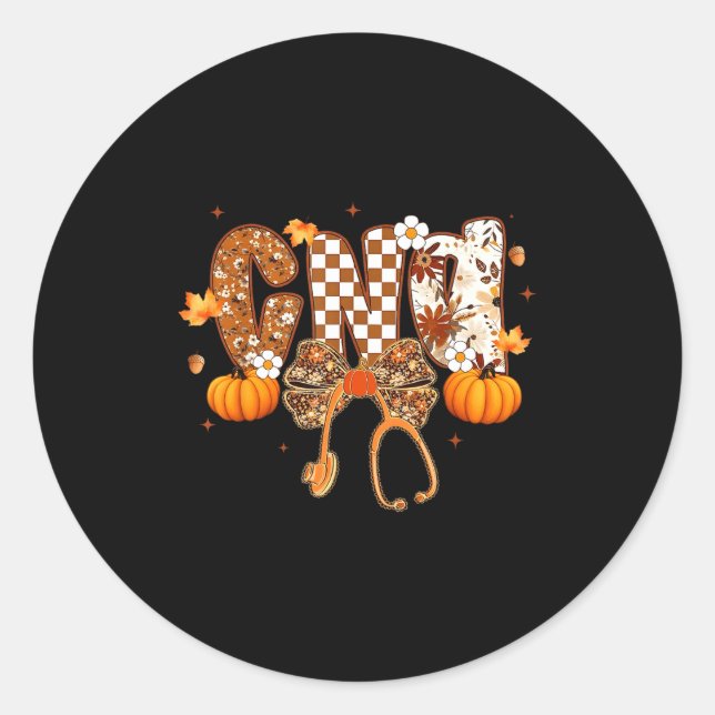 Adesivo Redondo Funny Cna Nurse Coquette Bow Stethoscope Fall Girl (Frente)