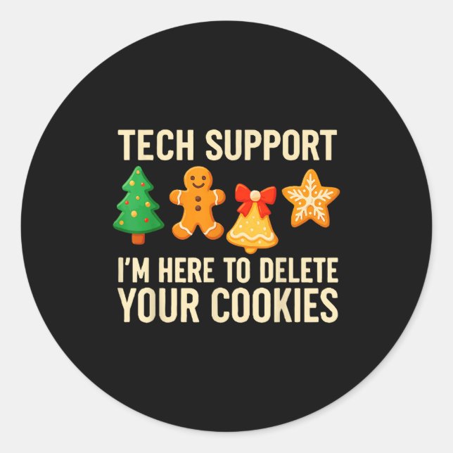 Adesivo Redondo Funny Cookies Christmas Gingerbread Tech Suprt Men (Frente)
