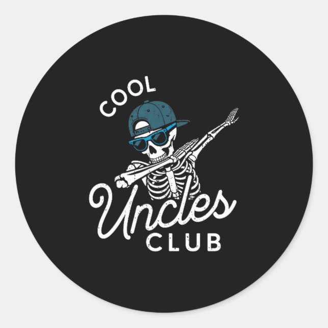 Adesivo Redondo Funny Cool Uncles Club Shirt Funny Skeleton Uncle  (Frente)