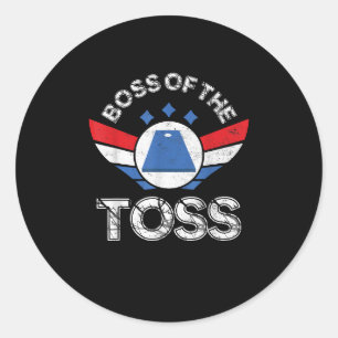 Adesivo Redondo Funny Cornhole Equipe Chefe do Toss