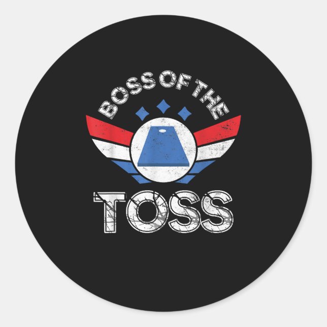Adesivo Redondo Funny Cornhole Equipe Chefe do Toss (Frente)